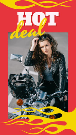 Stylish girl on motorcycle Instagram Story Tasarım Şablonu