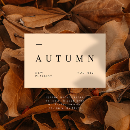 Autumn Mood with dry Leaves Album Cover Design Template