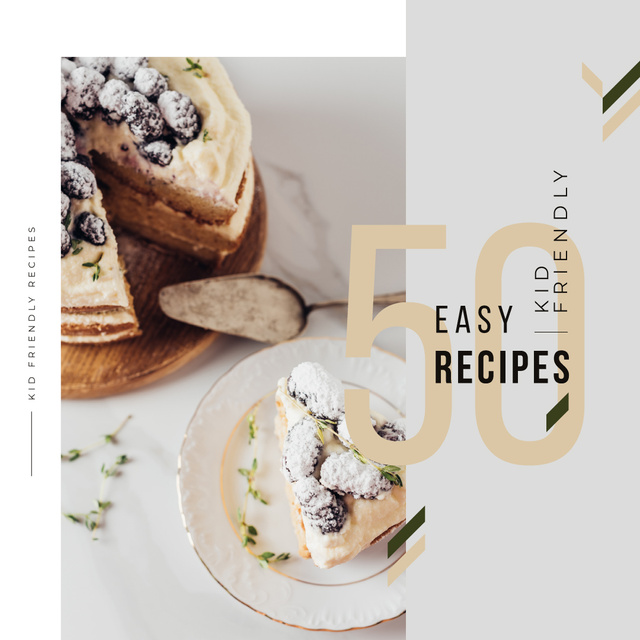 Ontwerpsjabloon van Instagram van Recipes Guide Sweet Cake with Berries