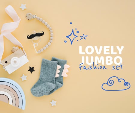 Ontwerpsjabloon van Facebook van Baby Fashion and Toys store ad
