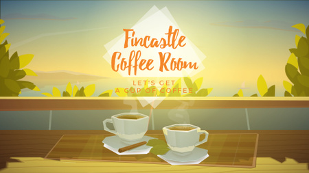 Two cups of coffee by window Full HD video tervezősablon
