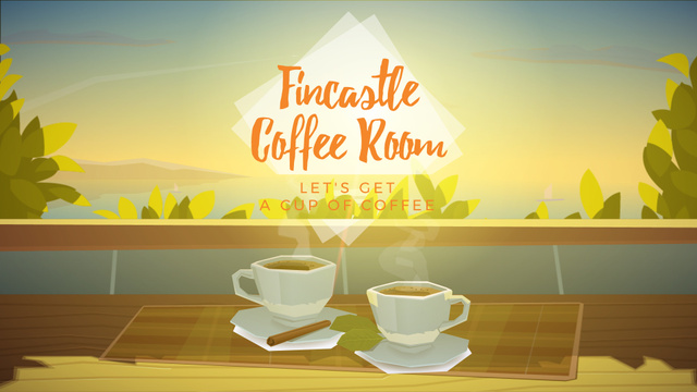 Two cups of coffee by window Full HD video Design Template
