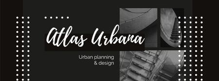 Stairs in modern building for Urban Design Facebook cover Design Template
