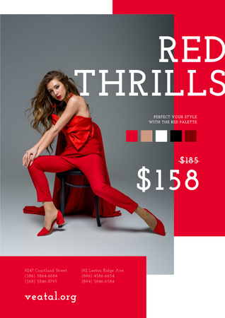 Designvorlage Woman in stunning Red Outfit für Poster