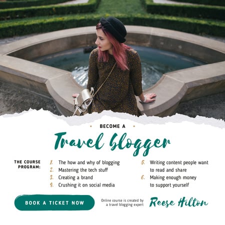 Travel Blog Promotion Woman in Scenic Park Instagramデザインテンプレート