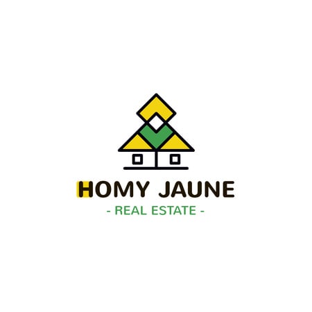 Real Estate Agency Ad with Building Icon in Yellow Logo Modelo de Design