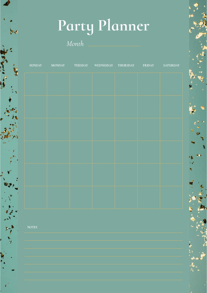 Plantilla de diseño de Party Planner on Golden Bright Confetti Schedule Planner 