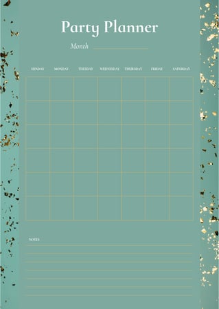 Plantilla de diseño de Planificador de fiestas con confeti dorado brillante Schedule Planner 