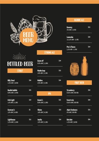 Beer variety offer Menu – шаблон для дизайну