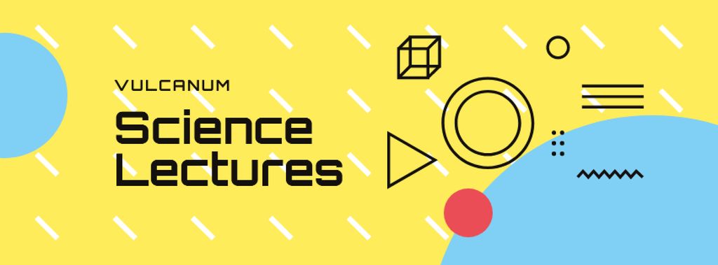 Scientific Event Announcement Geometric Pattern in Yellow Facebook cover – шаблон для дизайну