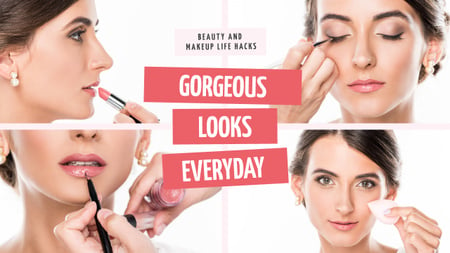 Ontwerpsjabloon van Youtube Thumbnail van Beauty Courses Beautician Applying Makeup
