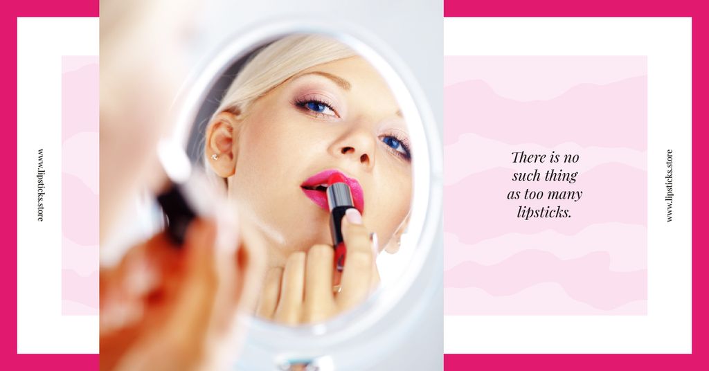 Platilla de diseño Beauty Quote Woman Applying Lipstick Facebook AD