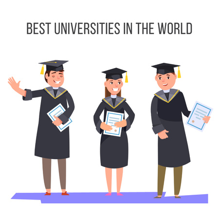 Happy graduates with diplomas Animated Post Design Template