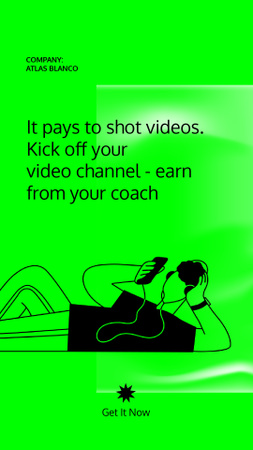 Ontwerpsjabloon van Instagram Video Story van Video Blog Platform promotion with Man in Headphones