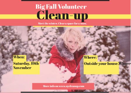 Platilla de diseño Woman at Winter Volunteer clean up Postcard