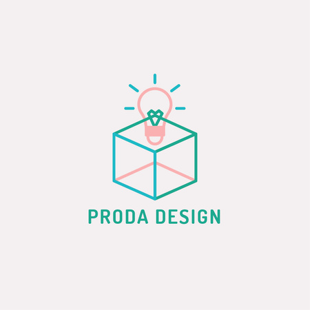 Design Studio Ad with Bulb in Box Logo Design Template