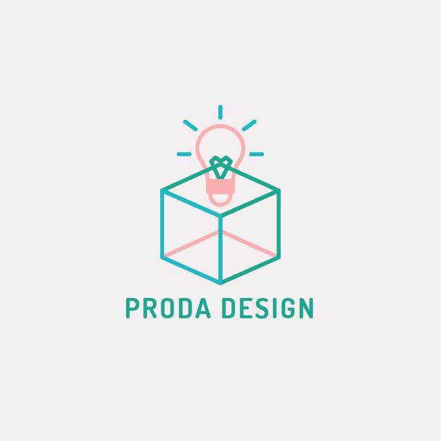 Plantilla de diseño de Design Studio Ad with Bulb in Box Logo 