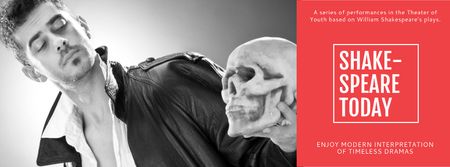 Theater Invitation with Actor in Shakespeare's Performance Facebook cover Modelo de Design