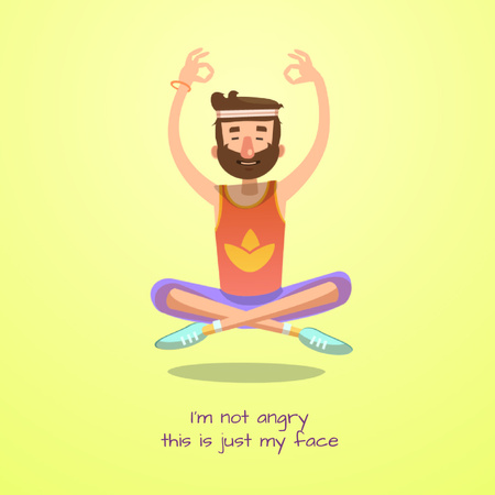 Hippy man meditating Animated Post Šablona návrhu