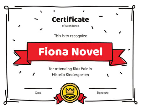 Designvorlage Kids Fair attendance confirmation für Certificate