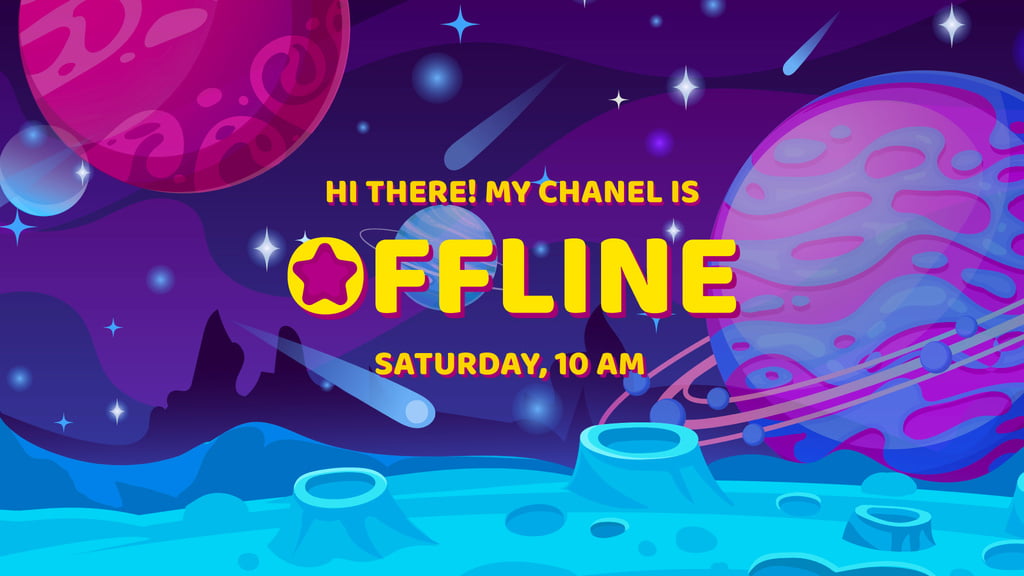 Illustration of Magic Planets in Space Twitch Offline Bannerデザインテンプレート