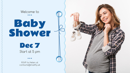 Platilla de diseño Baby Shower invitation with Pregnant Woman FB event cover