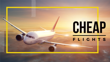 Plantilla de diseño de Cheap flights advertisement with Plane in Sky Youtube 