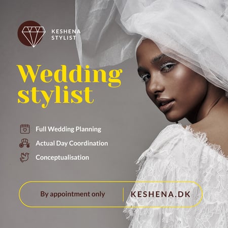 Designvorlage Wedding Services Promotion Woman in White Dress für Instagram