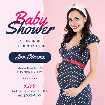 Baby Shower Invitation Happy Pregnant Woman Instagram Design Template