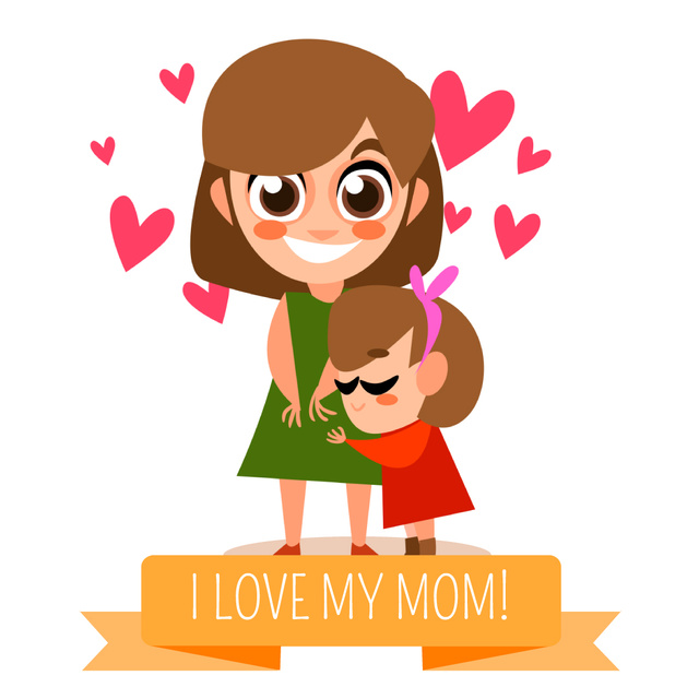 Plantilla de diseño de Mother's Day with Daughter hugging Mom Animated Post 