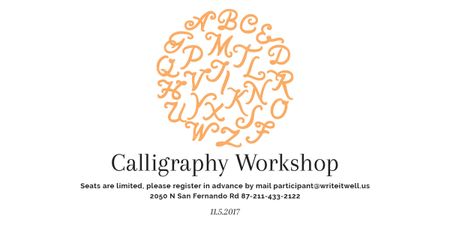 Designvorlage Calligraphy Workshop Announcement Letters on White für Image
