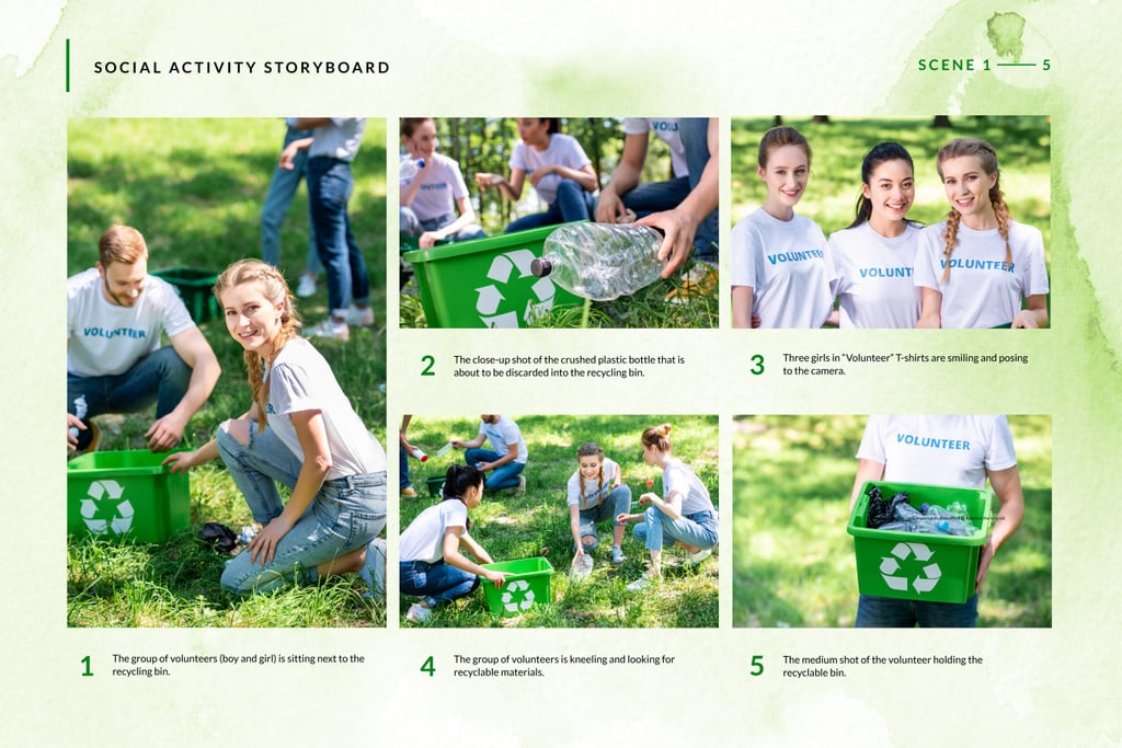 Volunteers collection Garbage Storyboardデザインテンプレート