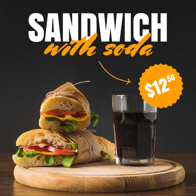 Plantilla de diseño de Fast Food Offer with Sandwiches Animated Post 