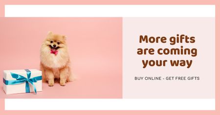 Ontwerpsjabloon van Facebook AD van Gift Offer with Cute fluffy Puppy