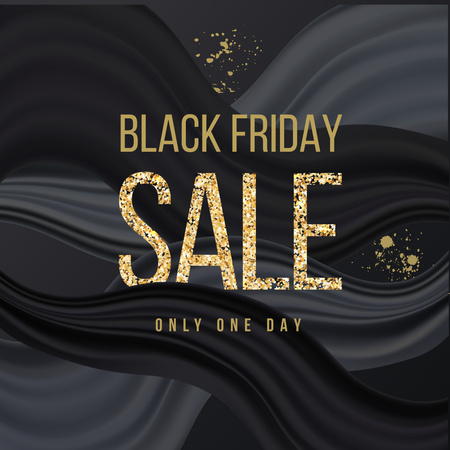 Black Friday sale announcement in glitter Instagram Tasarım Şablonu