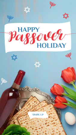 Happy Passover holiday Greeting Instagram Story Design Template