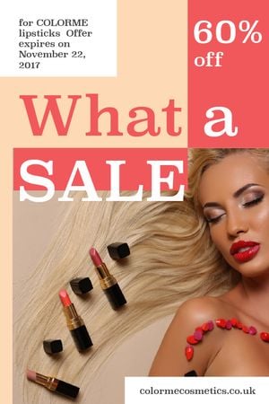 Cosmetics Sale Woman with Red Lipstick Tumblr Design Template