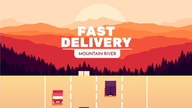 Delivery Service Cars and Trucks on Road Full HD video Modelo de Design