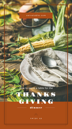 Thanksgiving feast concept with Corn on table Instagram Story tervezősablon
