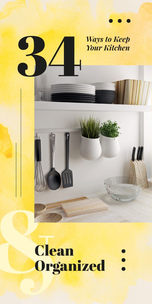 Plantilla de diseño de Kitchen utensils on shelves Graphic 