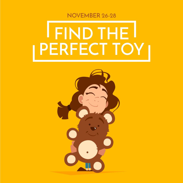 Girl hugging Teddy Bear Animated Post Design Template