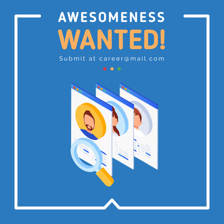 Ontwerpsjabloon van Animated Post van Searching Candidates Profiles with Magnifying Glass