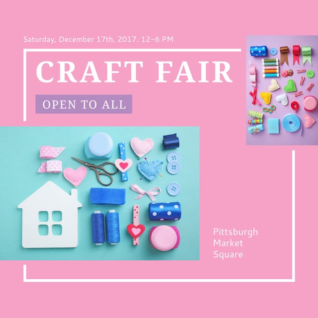 Craft Fair with needlework tools Instagram AD Modelo de Design