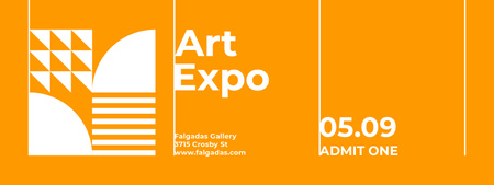 Art Expo Announcement on Orange Ticket Modelo de Design