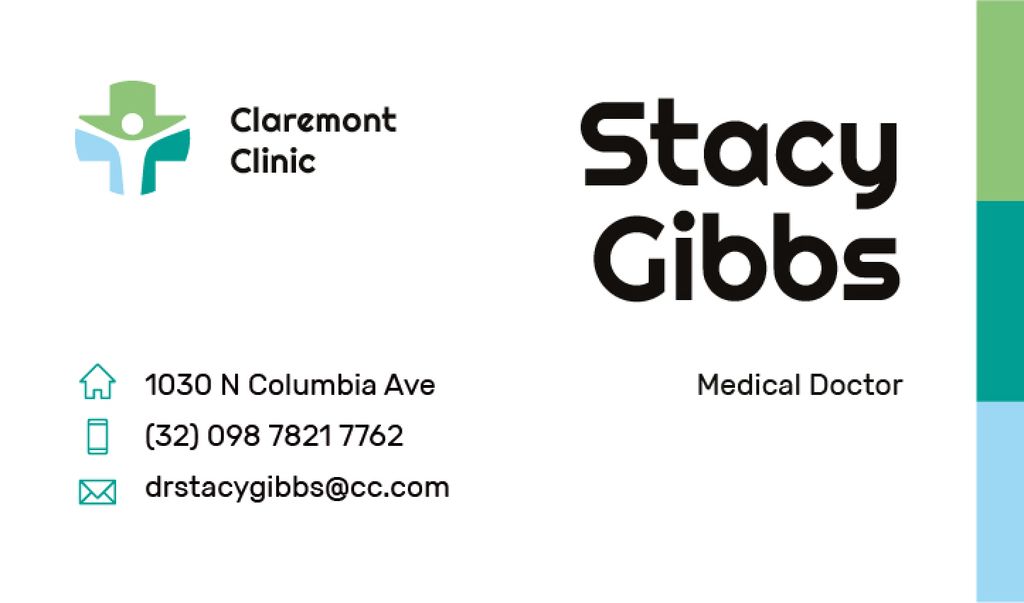 Platilla de diseño Doctor Contacts with Medical Cross in Green Business card