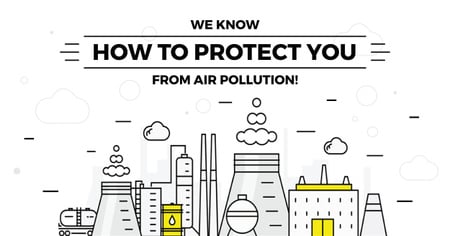 Air pollution concept Facebook AD Šablona návrhu