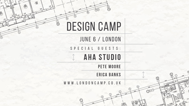 Design camp announcement on blueprint Title Design Template