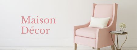 Furniture Store ad with Armchair in pink Facebook cover Tasarım Şablonu
