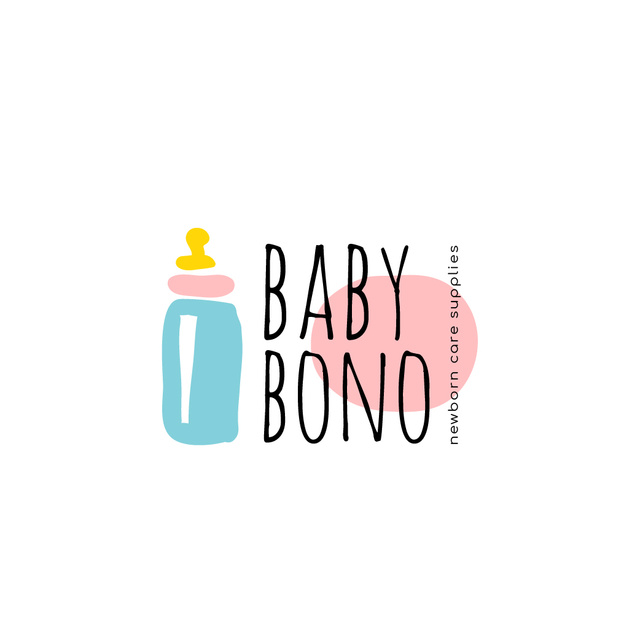 Designvorlage Kids' Products Ad with Baby Bottle Icon für Logo