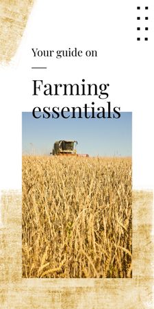 Template di design Farming Essentials with Harvester working in field Graphic